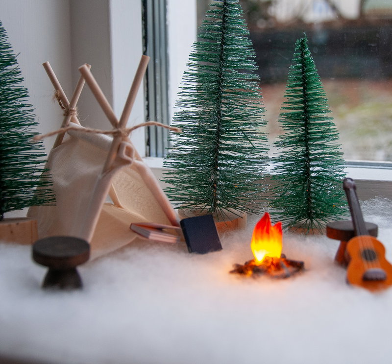 Open haard met licht, miniatuur, 4 x 3,5 cm