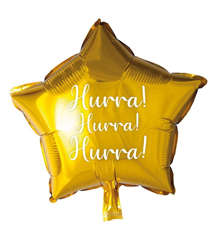 Heliumfylld Ballong, Hurra, Stjärna, Guld