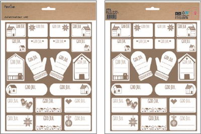 Juleetiketter, selvklæbende, 40 stk, 2 ark