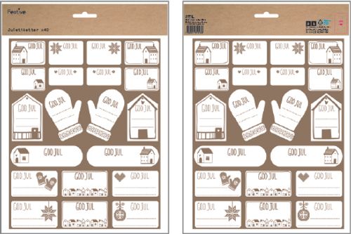 Juleetiketter, selvklæbende, 40 stk, 2 ark