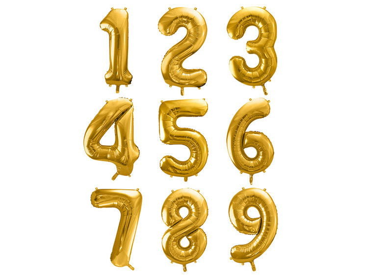 Heliumfylld sifferballong, stor guld