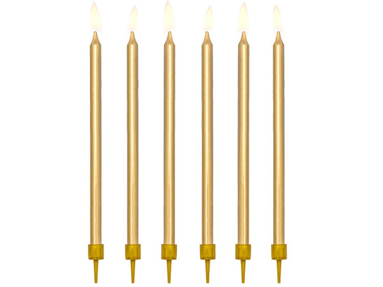 Tårtljus, guld, 12-pack