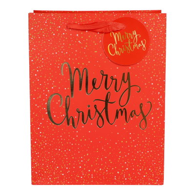 Lahjakassi, Merry Christmas, punainen, 18 x 23 x 10 cm