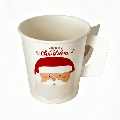 Pappmuggar, Tomte, med handtag, 12-pack