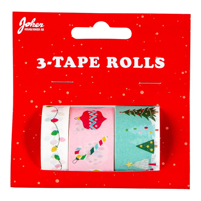 Förpackning med tre rullar jultejp
