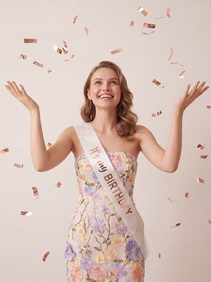 Sash, It's my birthday, valkoinen/ruusukulta