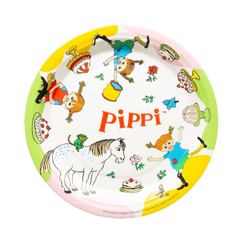 Ingår i Pippi 2-årskalas: Pippi Långstrump papptallrikar 8-pack
