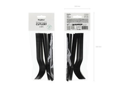 Plastbestik, sort, 12-pak