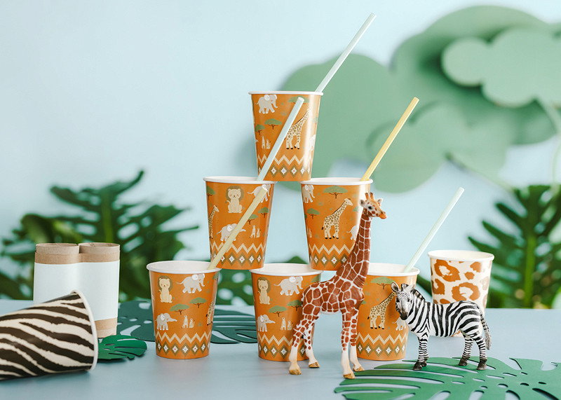 Papieren bekers, Safari, oranje mix, 6-pack