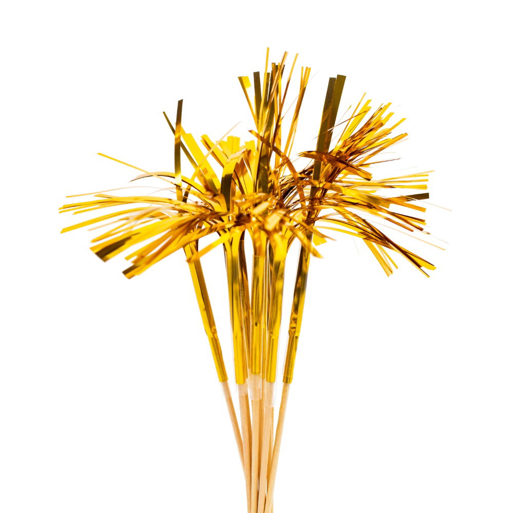 Cocktailpinde, folie, guld, 10-pak
