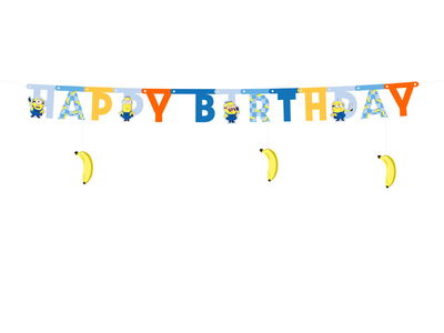 Bannière, Happy Birthday, Minions, 50x153 cm