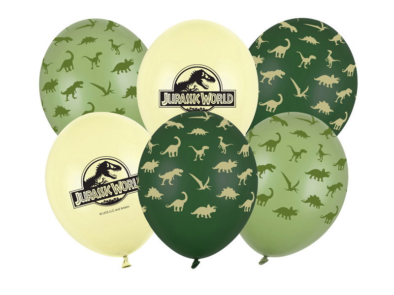 Balloner, Jurassic World, 30 cm, farvemix, 6-pak
