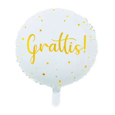 Heliumfylld Ballong, rund, grattis