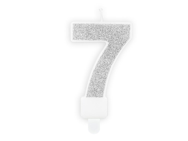 Tårtljus siffra, silver glitter (7)