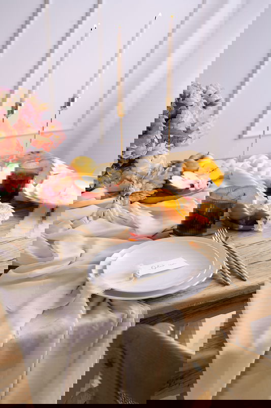 Chemin de table en chiffon, crème, 5 m