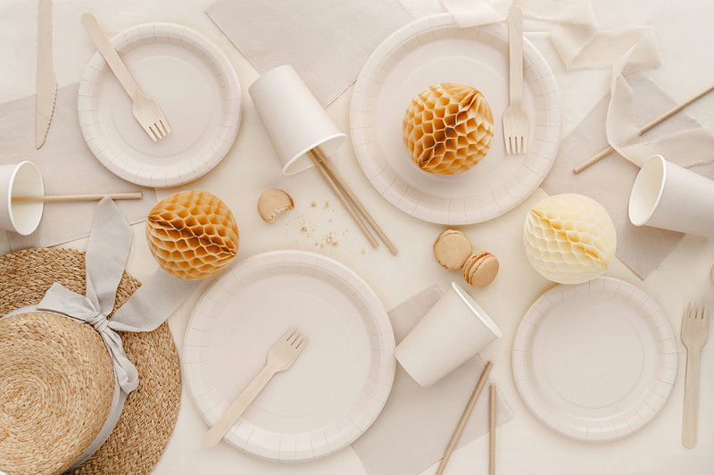 Papptallrikar, beige, 6-pack