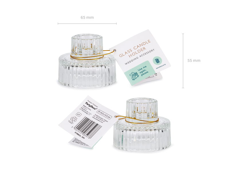 Bougeoir en verre, 2-en-1, lot de 4