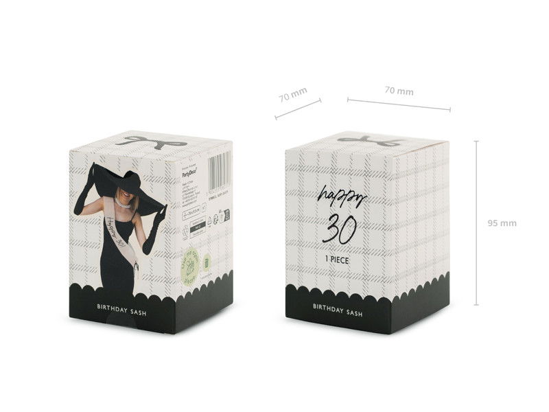 Sash, Happy 30, creme, 76 cm