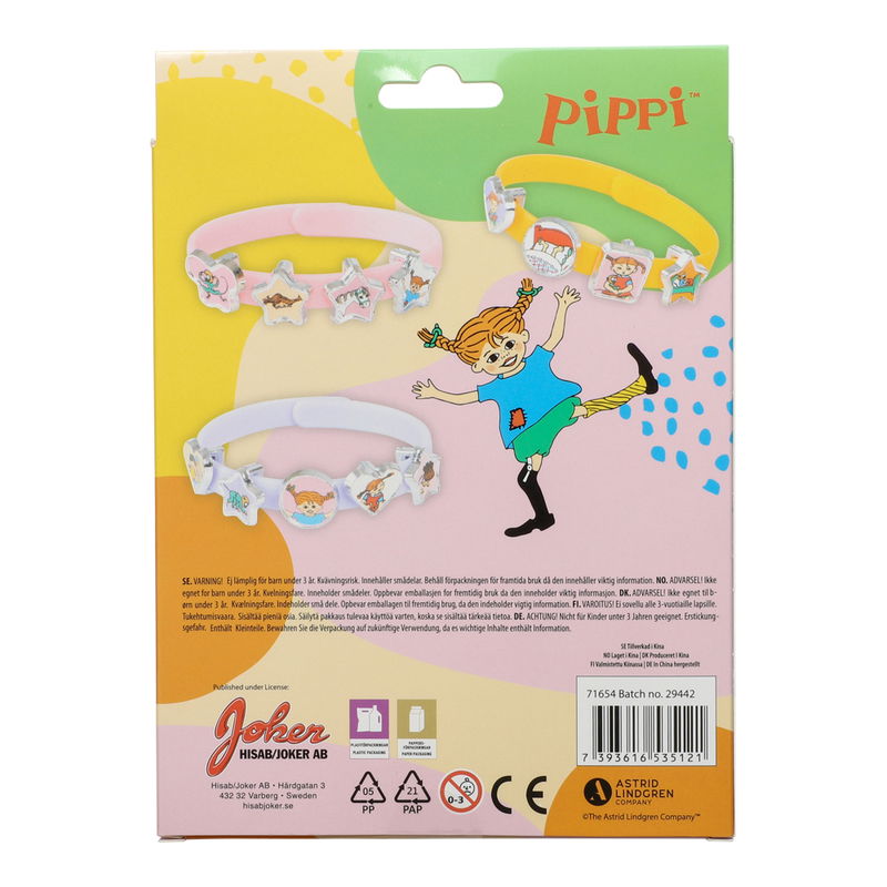 Armband med berlocker, Pippi Långstrump, 3-pack