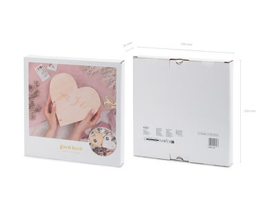 Gæstebog i træ, hjerte, 26,5x25 cm