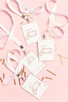 Namnskylt Team Bride med band, 4-pack