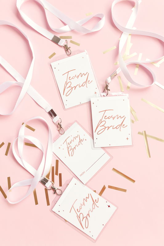 Namnskylt Team Bride med band, 4-pack