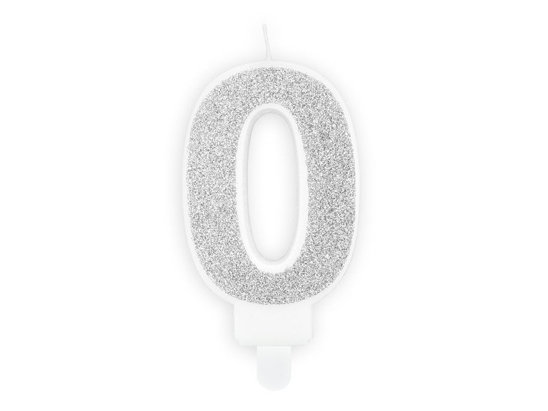 Kakku kynttilän figuuri, hopea glitter (0)