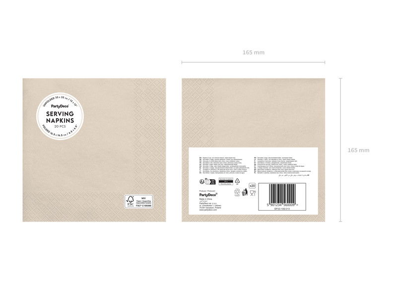 Servetter, beige, 20-pack