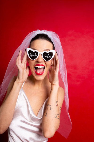 Briller, Bride to Be, hjerteformede, hvide