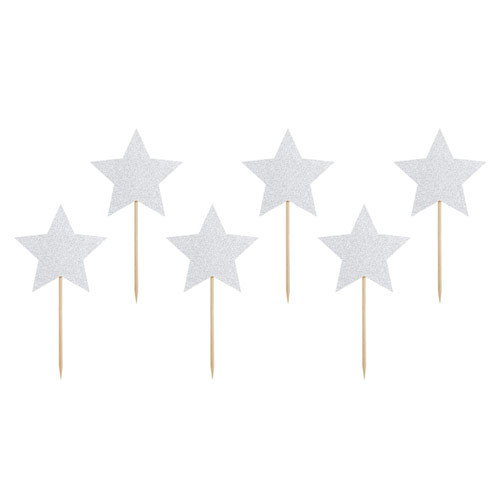 Cake picks, silverstjärna, 6-pack