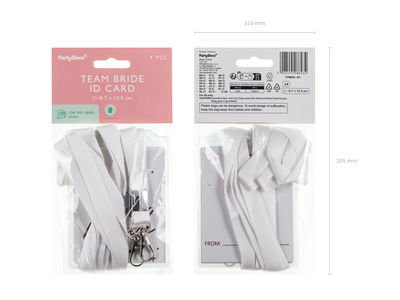 Namnskylt Team Bride med band, 4-pack