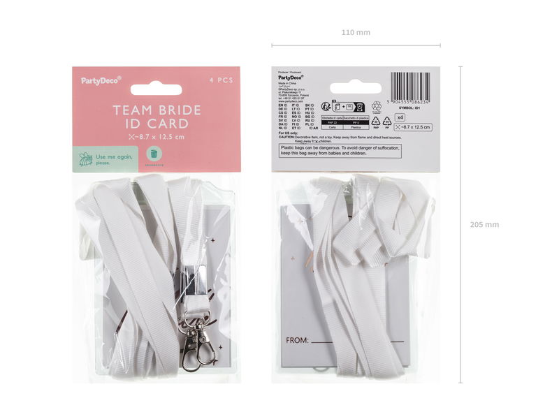 Namnskylt Team Bride med band, 4-pack