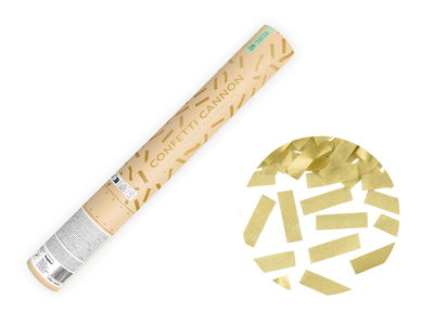 Konfettikanon i guld med papperskonfetti