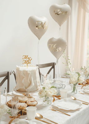 Kagetopper, MR & MRS, guld, 16,5 cm