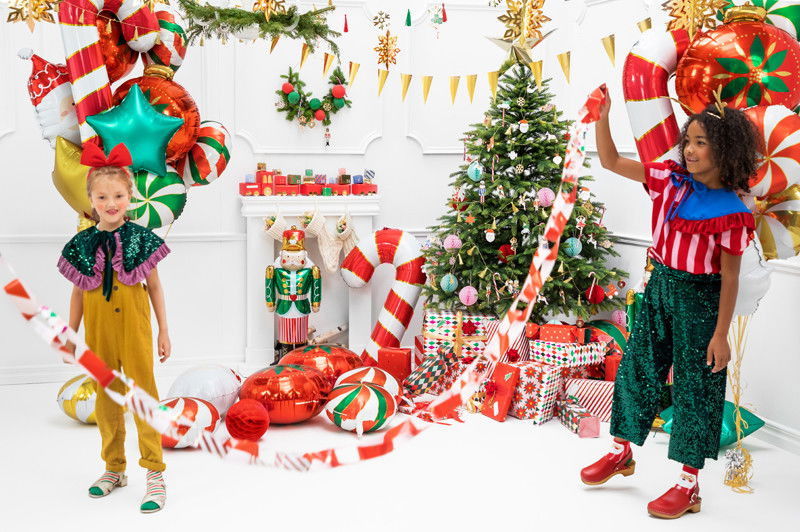 Heliumfylld Ballong, Polkagris, röd