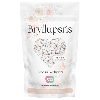 Bryllupsris, hvide sukkerhjerter