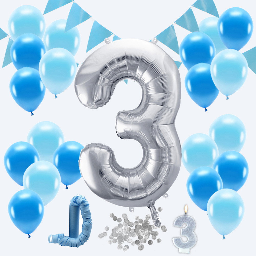 3-års festsæt, blå/sølv