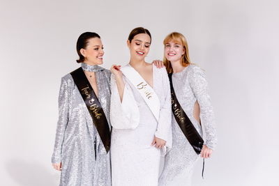 Sash, Bride & Team Bride, sort/hvid, 6-pak