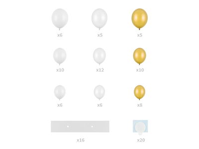 Ballonggirlang Hjärta, vit/guld, 68 delar