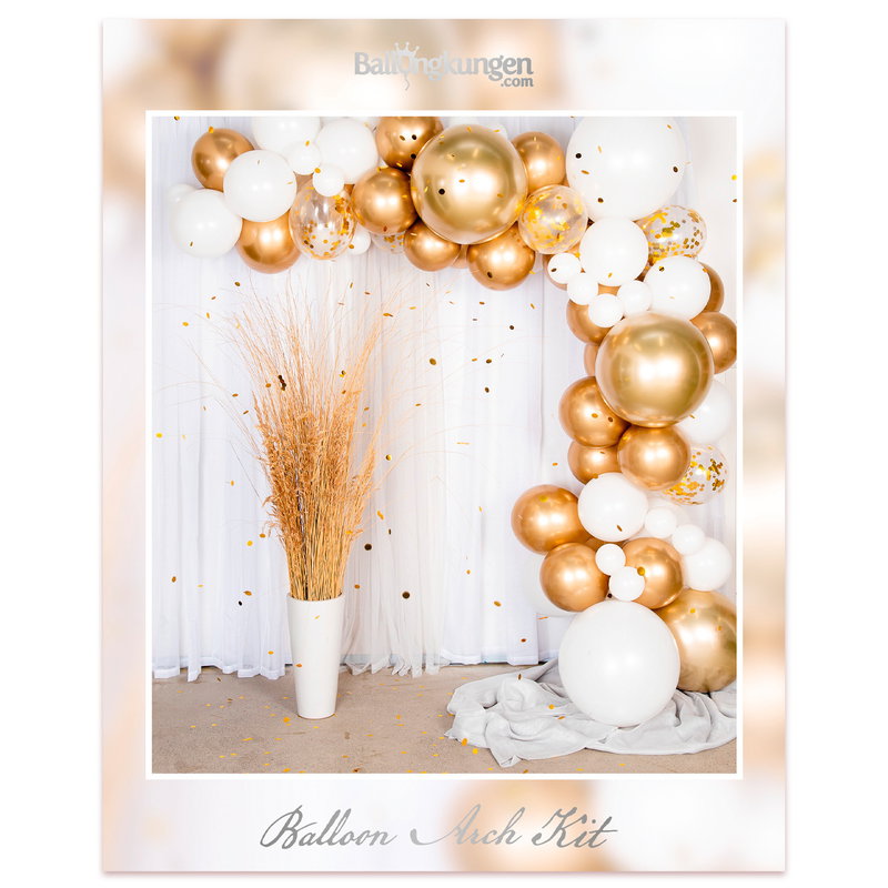 Ballongbåge, guld & vit