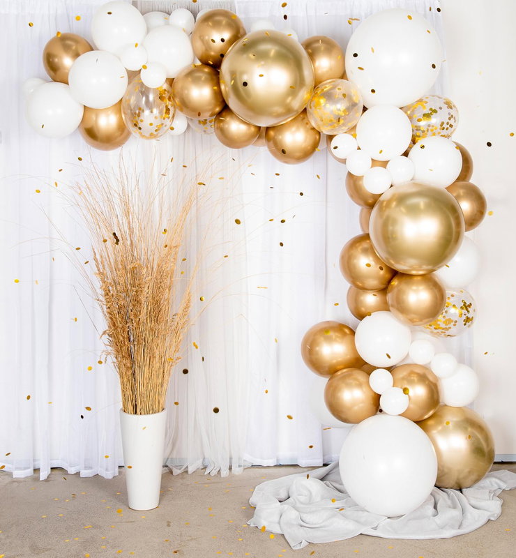 Ballongbåge, guld & vit