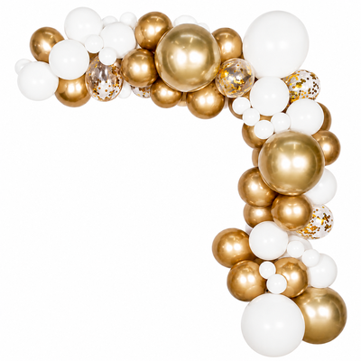 Ballongbåge, guld & vit