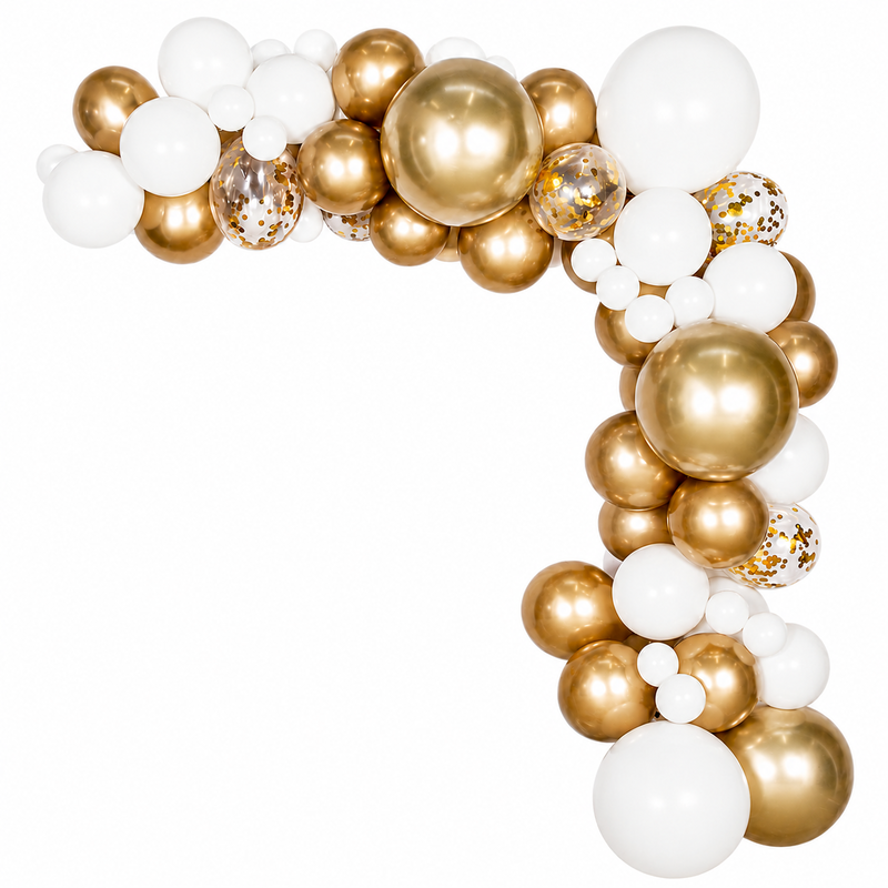 Ballongbåge, guld & vit