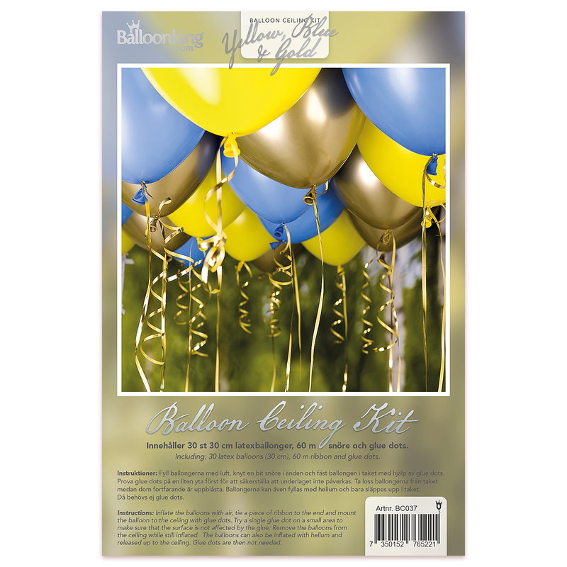 Takballonger, gul/blå/guld