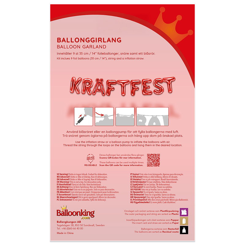 Ballonggirlang, Kräftfest, röd