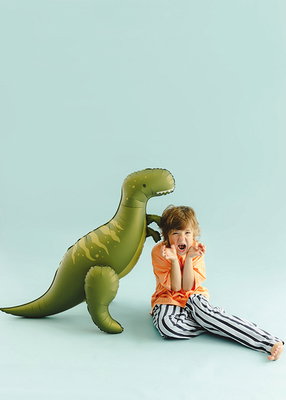 Stående folieballon, T-Rex, grøn, 93 x 79 cm