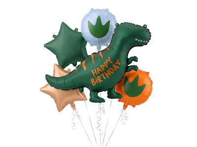 Folieballonsæt, Dinosaur Happy Birthday, 5 dele