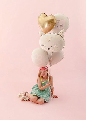 Heliumfyllt folieballongset, Katt, 5 delar