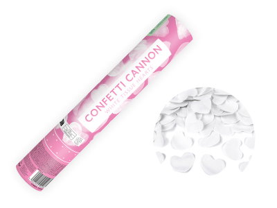 Confettikanon, witte hartjes, mini