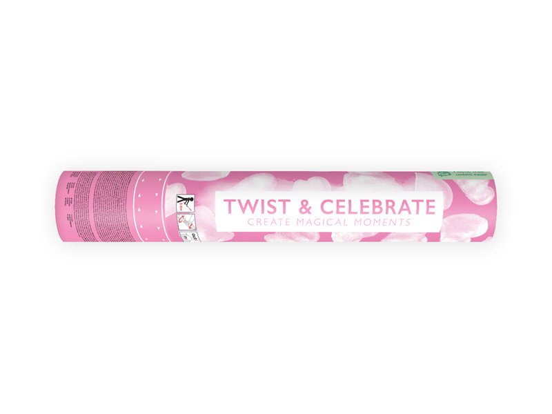 Confettikanon, witte hartjes, mini